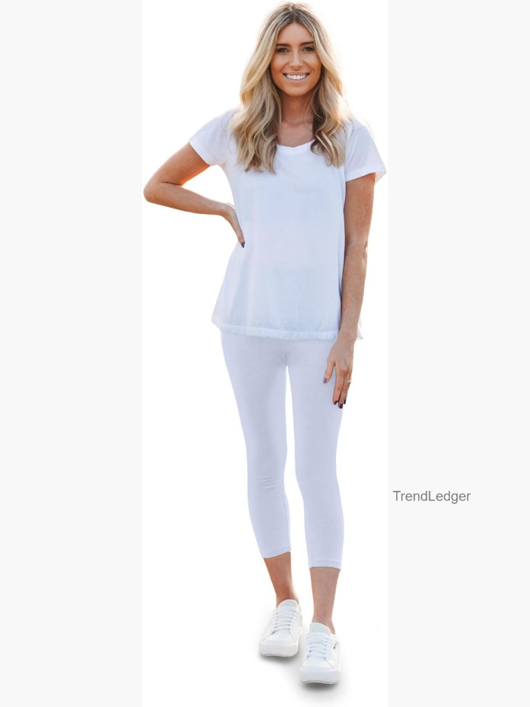 100% Cotton Capri Leggings Sensory Friendly Yoga Sports Gym Everyday